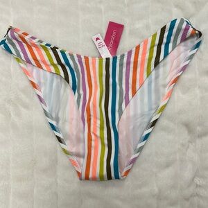 High Scoop Leg Striped Bikini Bottoms